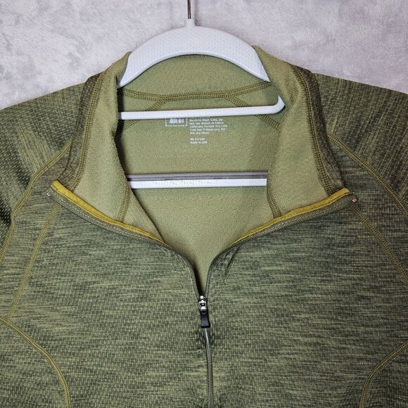 REI Womens Olive Green Quarter Zip Athletic Pullover Long Sleeve Made In USA - Picture 5 of 10